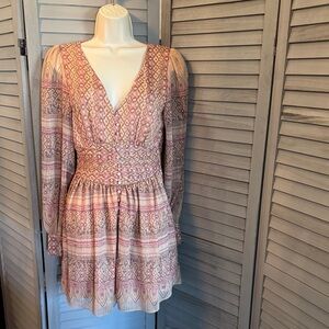 House of Harlow 1960 Pink Geometric Long Sleeve Dress